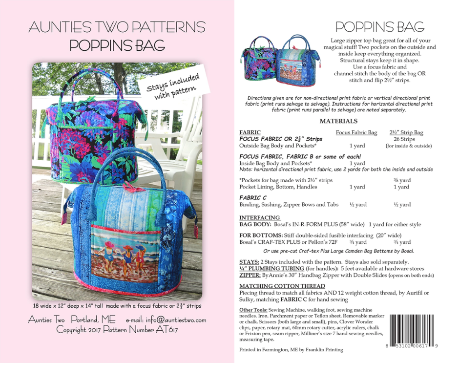 Poppins Bag Pattern - Nebraska Quilt Company - F260849