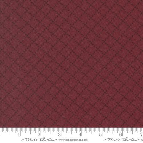 Prairie Gatherings Flannels Stitched Grid Blenders Merlot Red - 49315 22F - Moda Fabrics - Nebraska Quilt Company - F250086
