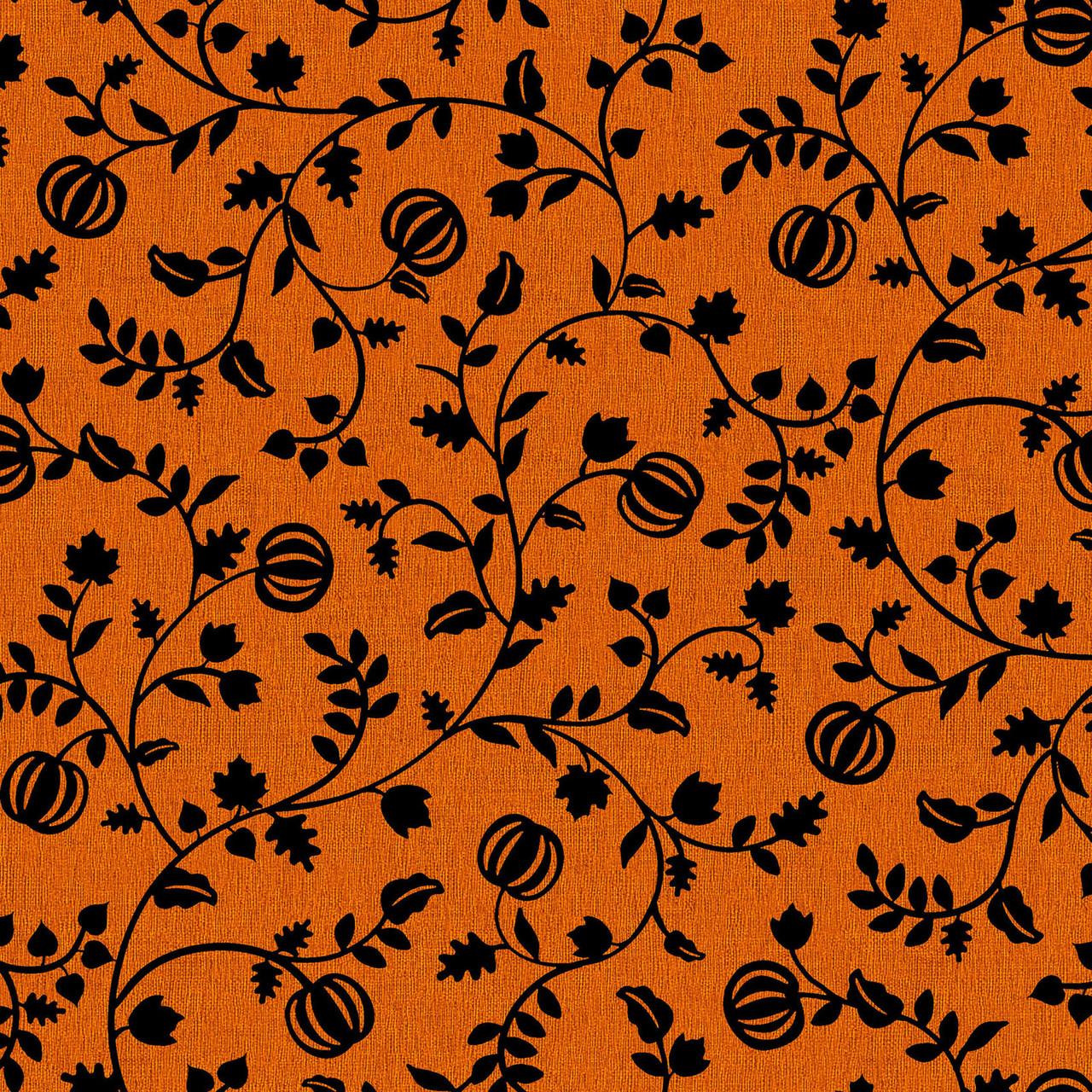 Pumpkin Grove Pumpkin Vines Orange and Black - MAS11184 - OJ - Maywood Studio - Nebraska Quilt Company - F261208