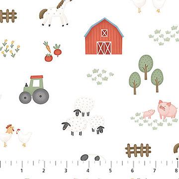 Quack Quack Moo Barn & Tractor Toss White - 27815 - 10 - Northcott Fabrics - Nebraska Quilt Company - F2402075