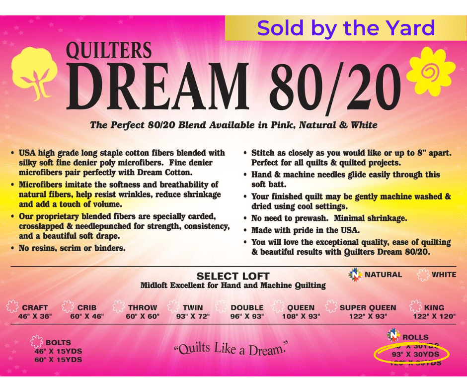 Quilters Dream Natural 80/20 Select 93" Wide by the Yard - Nebraska Quilt Company - BY00035