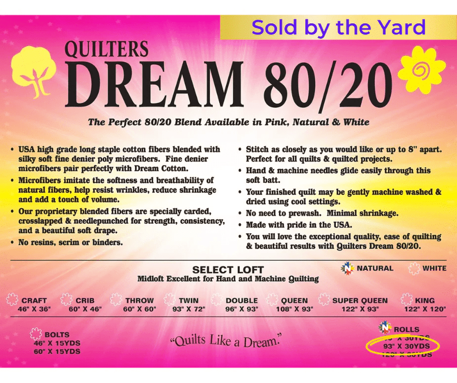 Quilters Dream Natural 80/20 Select 93" Wide by the Yard Remnant 86" x 93" - Nebraska Quilt Company - PC261588