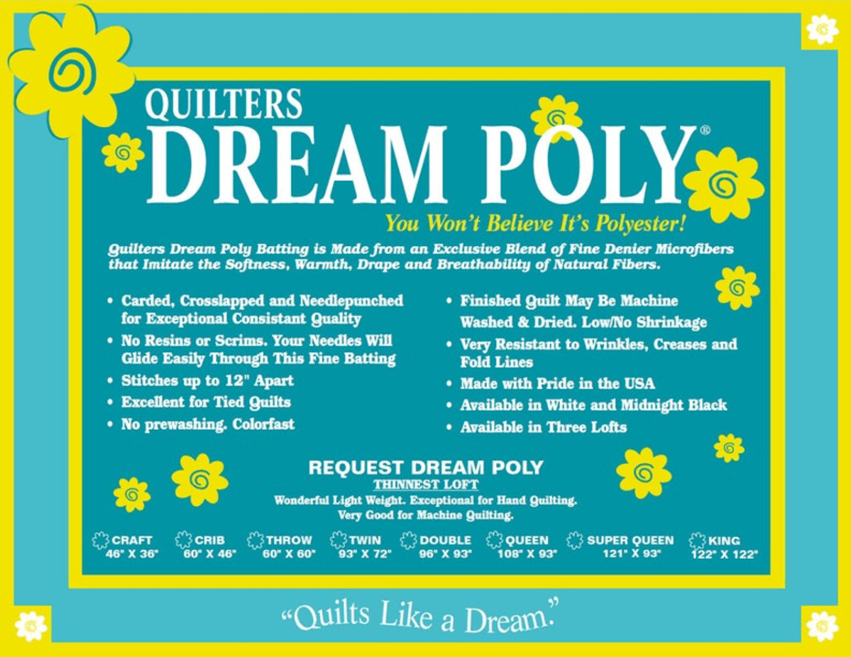 Quilters Dream White Poly Request Batting 96" x 93" Double - Nebraska Quilt Company - NB02746