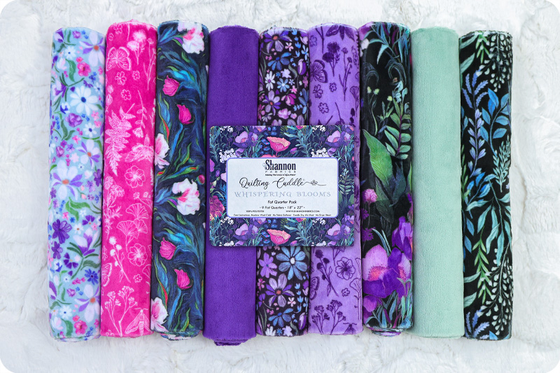 Quilting Cuddle Fat Quarter Pack Whispering Blooms Purple 9 Pieces - Nebraska Quilt Company - PC260487