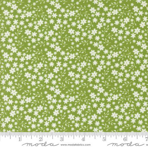 Raspberry Summer Blossom Small Floral Fresh Grass Light Green - 37693 18 - Moda Fabrics - Nebraska Quilt Company - F2401300