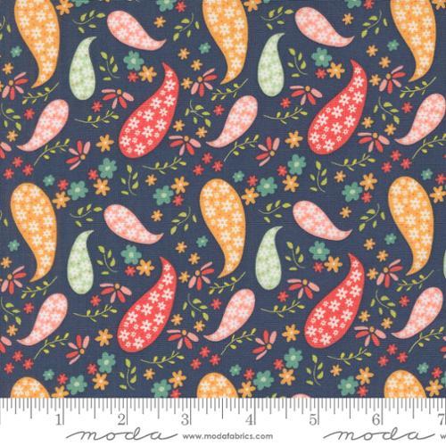 Raspberry Summer Paisley Blueberry Dark Blue - 37691 20 - Moda Fabrics - Nebraska Quilt Company - F2401293