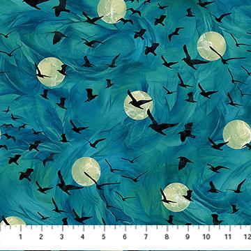 Raven's Call Flying Ravens Teal - DP28948 - 66 - Northcott Fabrics - Nebraska Quilt Company - F260958