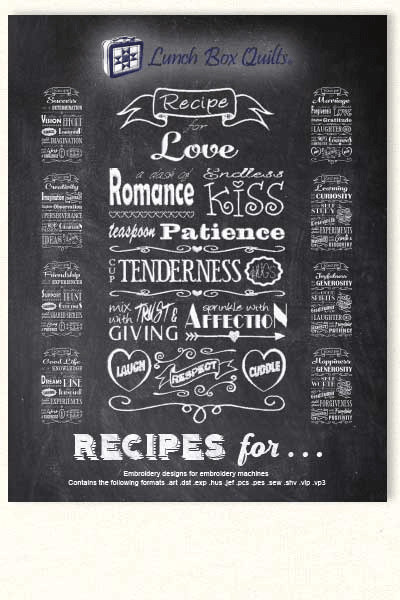 Recipes for Life Collection for Machine Embroidery - Nebraska Quilt Company - PUB261233