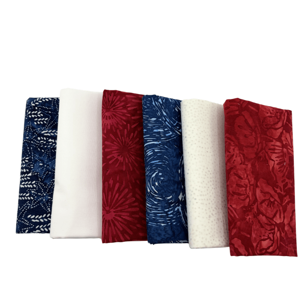 Red White and Blue Half Yard Bundle V.2 Multi 6 Pieces - Nebraska Quilt Company - PC261301