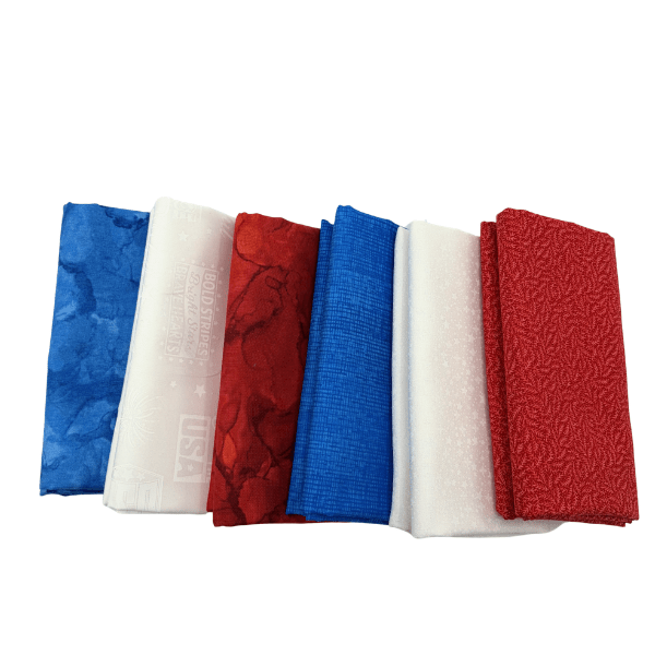 Red White and Blue Half Yard Bundle V.4 Multi 6 Pieces - Nebraska Quilt Company - PC261303