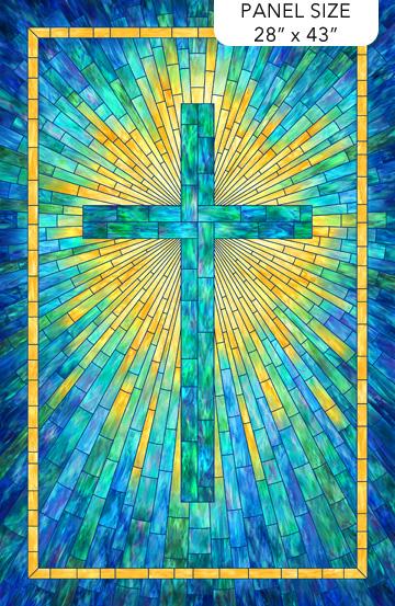 Risen Blue Multi Panel 28" x 43" - Nebraska Quilt Company - PAN251569