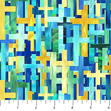 Risen Large Cross Blue Multi - DP28662 - 48 - Northcott Fabrics - Nebraska Quilt Company - F251572