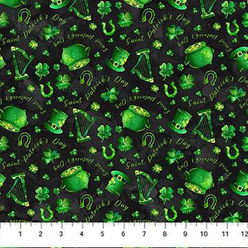 Shenanigans Saint Patricks Day Black - DP28636 - 99 - Northcott Fabrics - Nebraska Quilt Company - F251541
