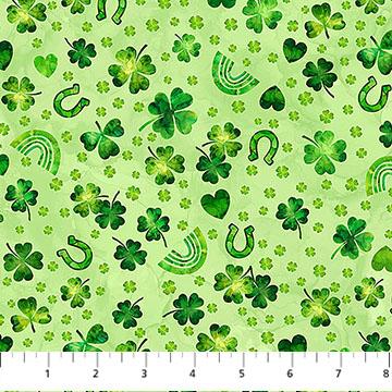 Shenanigans Shamrock Horseshoe Toss Green - DP28637 - 74 - Northcott Fabrics - Nebraska Quilt Company - F251542