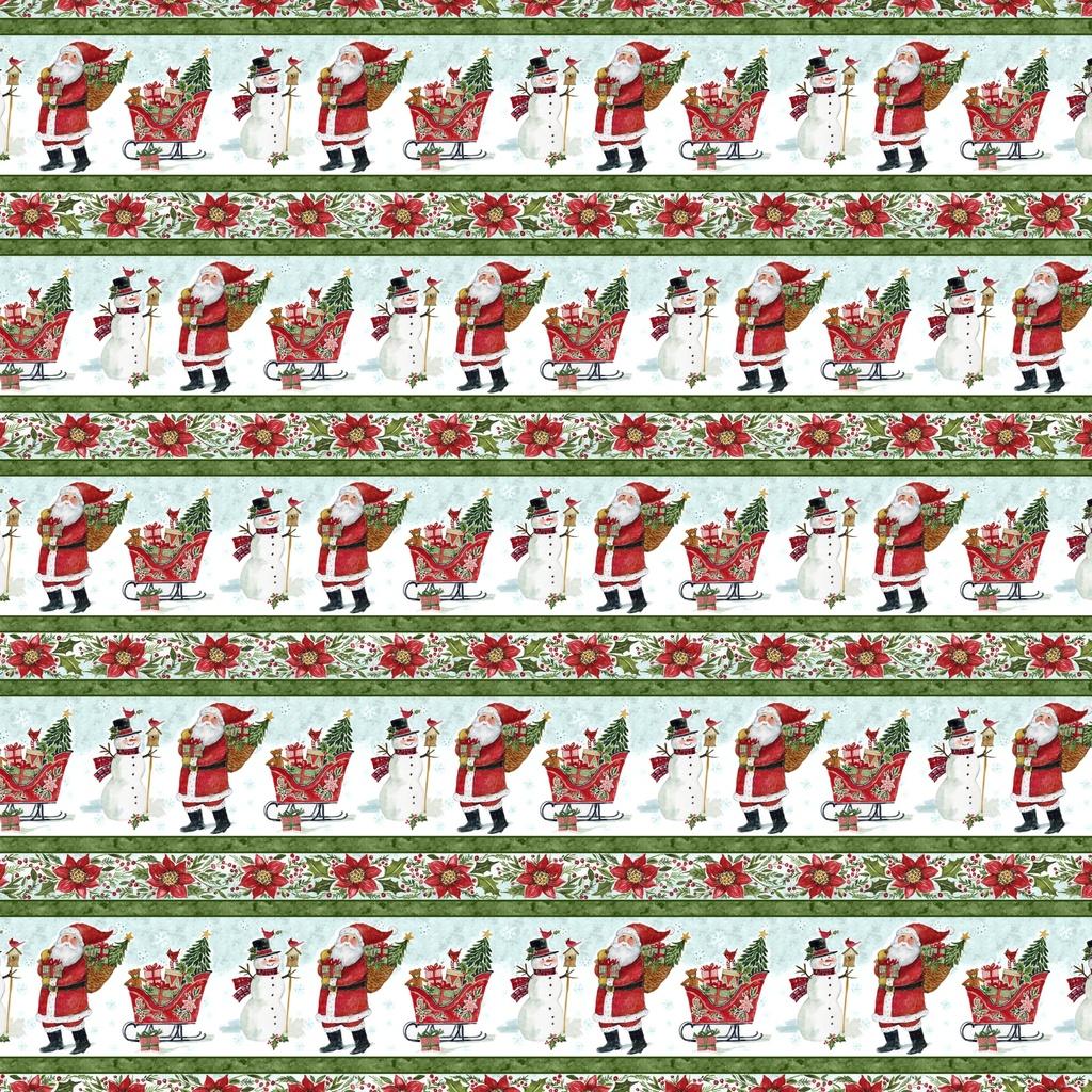 Snowy Greetings Repeating Stripe Multi - W105 - 030 - 063 - White Owl Textiles - Nebraska Quilt Company - F260979