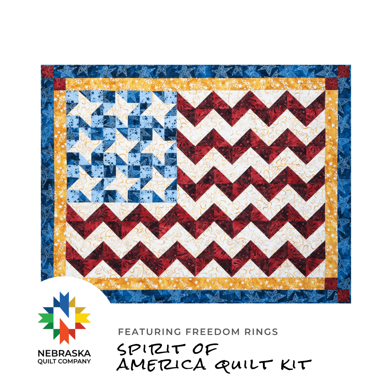 Spirit of America Quilt Kit Featuring Freedom Rings - Nebraska Quilt Company - K261635