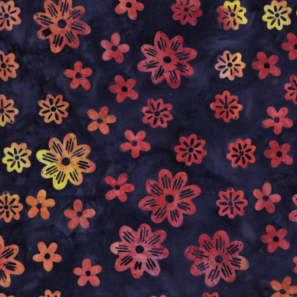 Spring Fling Assorted Flowers Blue Navy - 422503585 - Island Batik - Nebraska Quilt Company - F260994