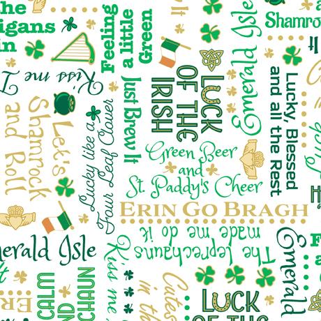 St. Paddy's Cheer Irish Lingo White - 30823 - Z - QT Fabrics - Nebraska Quilt Company - F2400849
