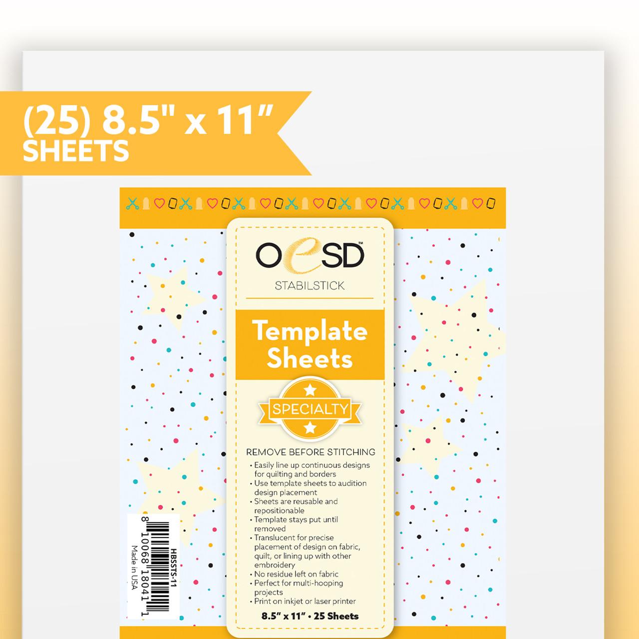 StabilStick Template Sheets 8.5" x 11" 25 Count - Nebraska Quilt Company - N2403180