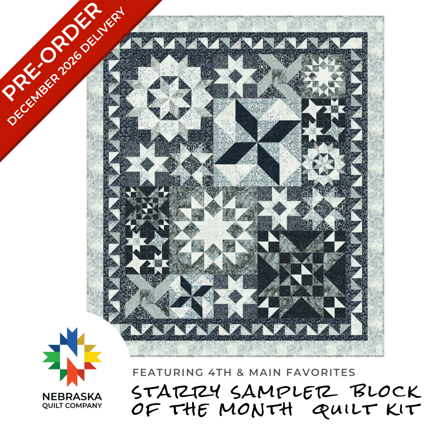 Starry Sampler BOM Quilt Kit by Scott Flanagan of 4th & Main Designs - Nebraska Quilt Company - K260530