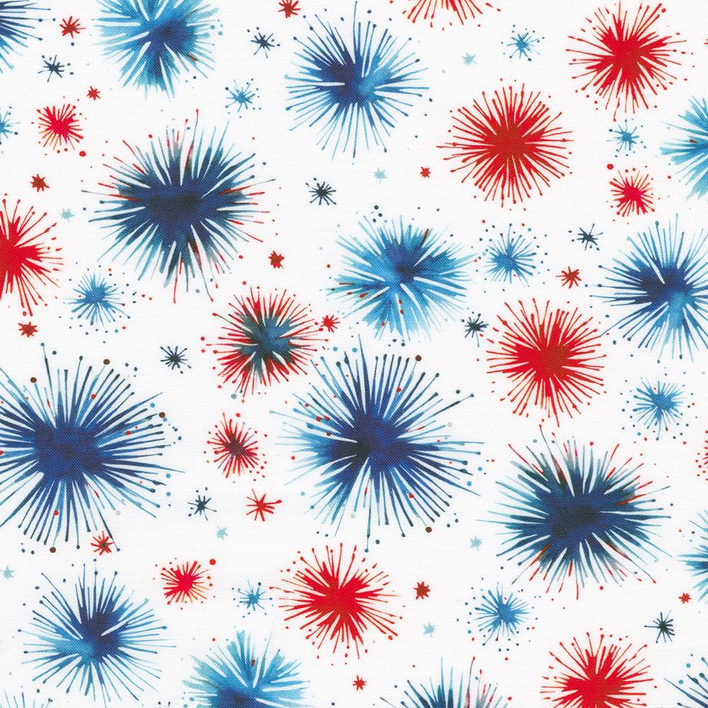 Stars and Stripes Fireworks Celebration White - SRKD - 23432 - 203 - Robert Kaufman - Nebraska Quilt Company - F260523
