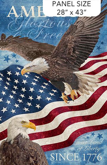 Stars & Stripes 13 Stonehenge Bald Eagle Panel 28" x 43" - Nebraska Quilt Company - PAN2402317