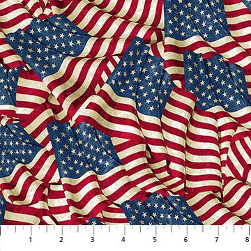 Stars & Stripes 14 Stonehenge Flags Beige Multi - 29043 - 12 - Northcott Fabrics - Nebraska Quilt Company - F260496