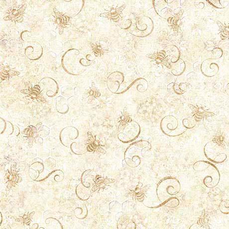 Sunflower Serenade Bee & Scroll Tonal Oatmeal - 2600 - 31808 - E - Moda Fabrics - Nebraska Quilt Company - Sunflower Serenade Bee & Scroll Tonal Oatmeal - 2600 - 31808 - E - Moda Fabrics