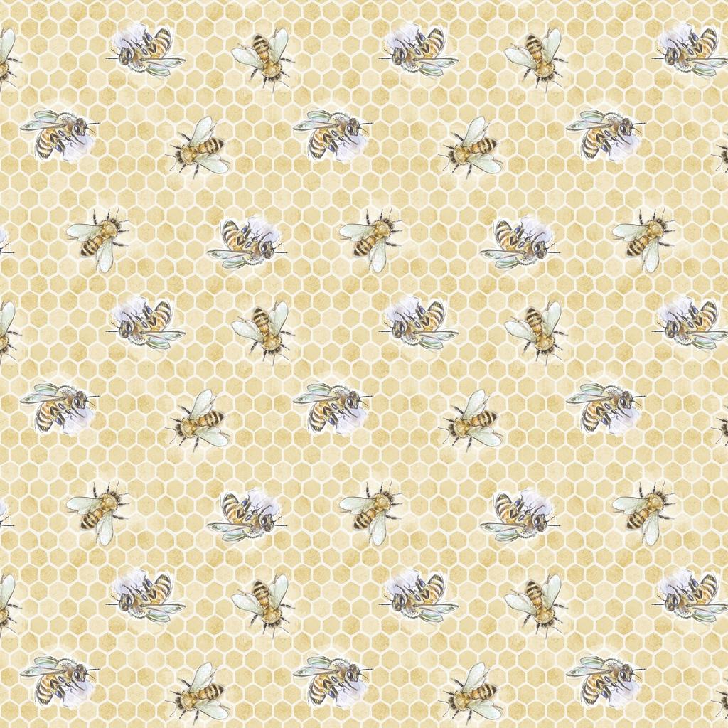 Sweet Honey Bee Bees Yellow - W115 - 009 - 227 - White Owl - Nebraska Quilt Company - F260418