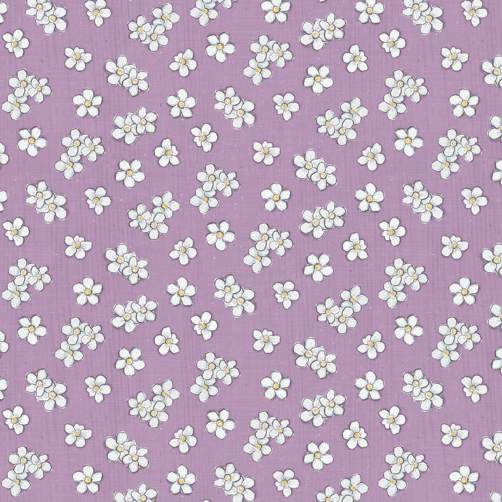 Sweet Honey Bee White Floral Toss Purple - W115 - 007 - 102 - White Owl - Nebraska Quilt Company - F260415