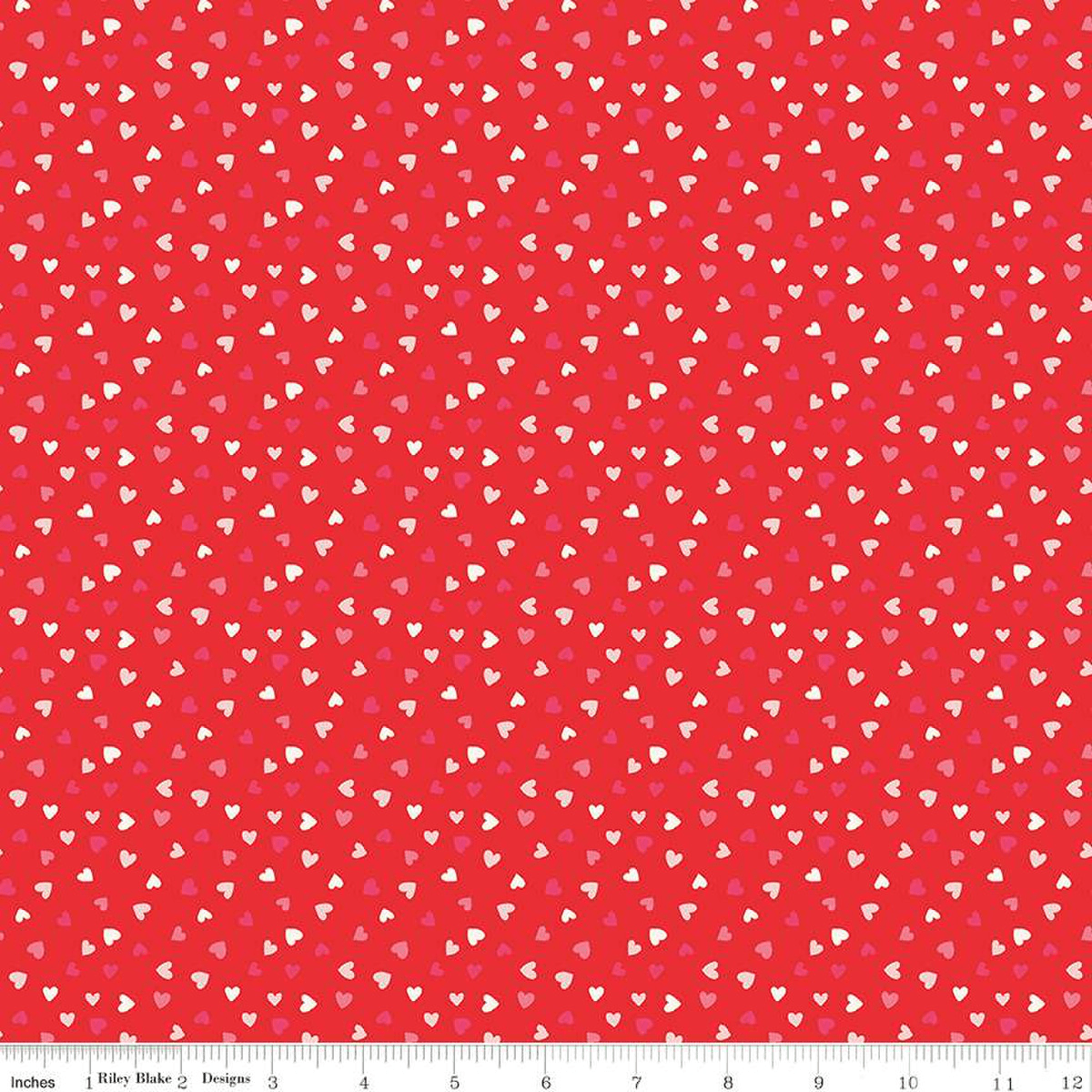 Sweetheart Heart Toss Red - 1 Yard Cut - Verified! - C15505 - RED - Riley Blake Designs - Nebraska Quilt Company - F09730