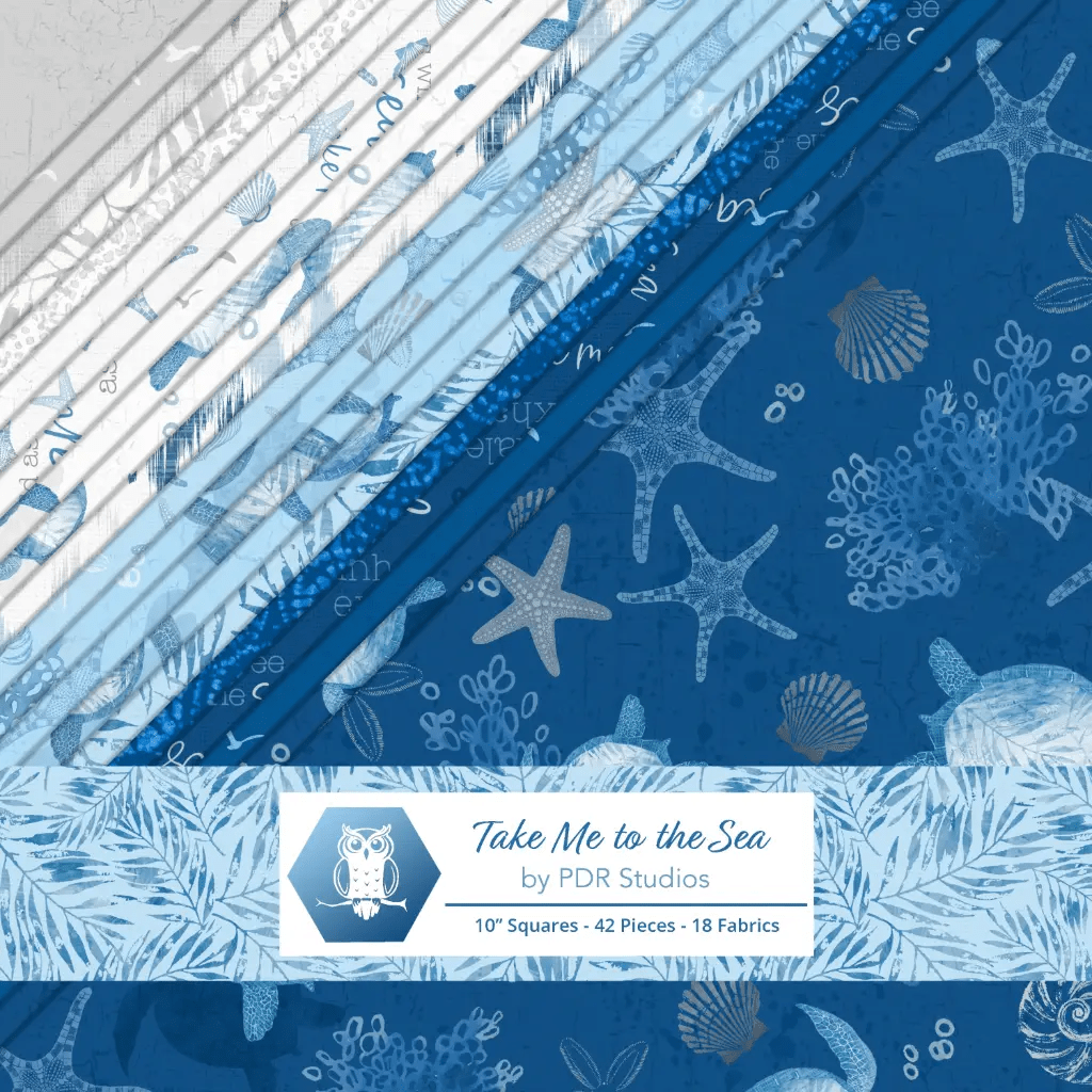 Take Me to the Sea 10" Squares Blue 42 Pieces - Nebraska Quilt Company - PC261058