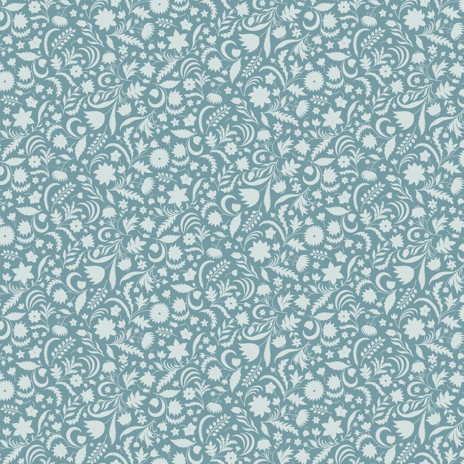 Tender Plant Silhouettes Mint Blue - 91161 - 61 - FIGO Fabrics - Nebraska Quilt Company - F251490