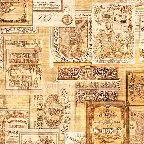 That's The Spirit Liquor Bottle Labels Honey Yellow - 31005 - S - QT Fabrics - Nebraska Quilt Company - F2403087