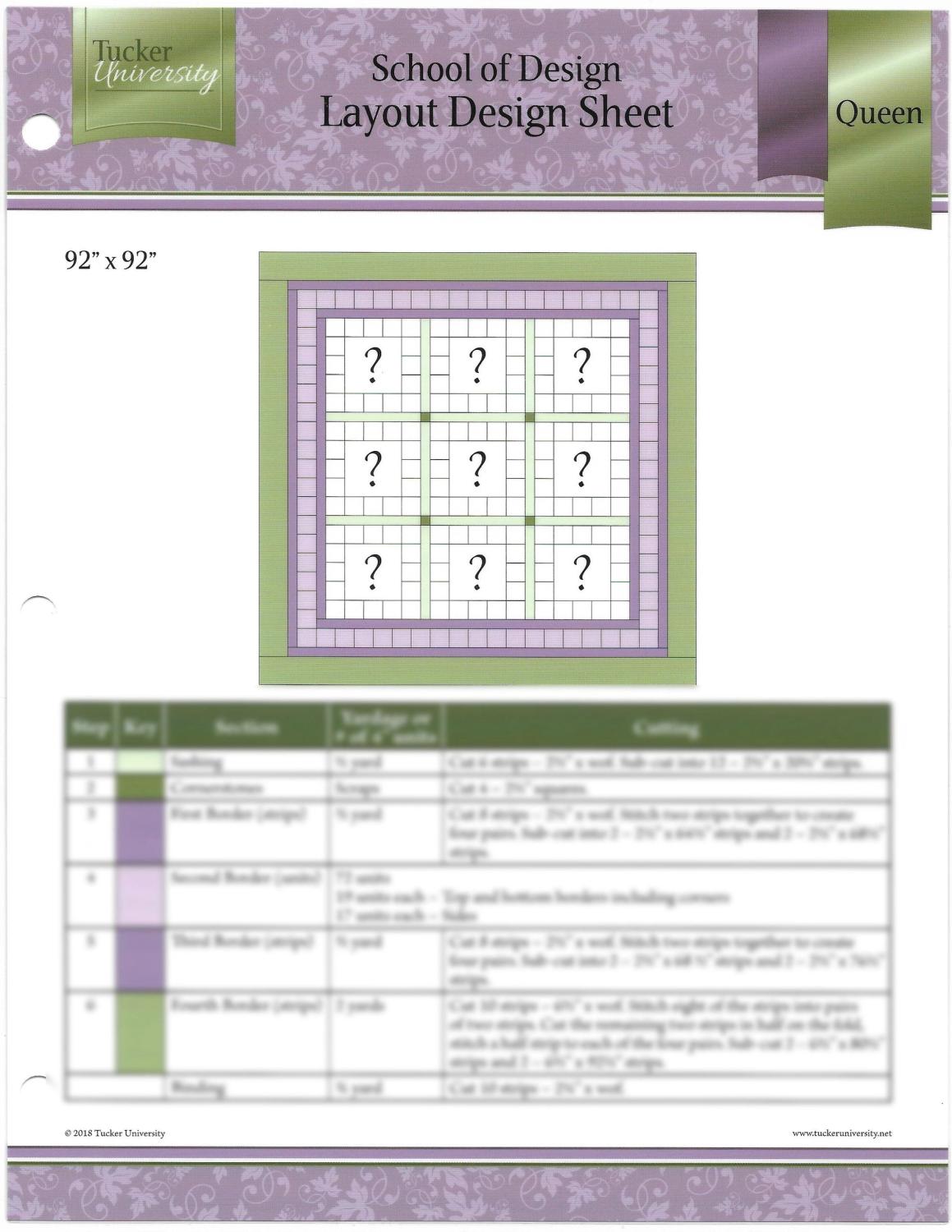 Tucker School of Design Layout Design Sheet Queen - Nebraska Quilt Company - PUB261451