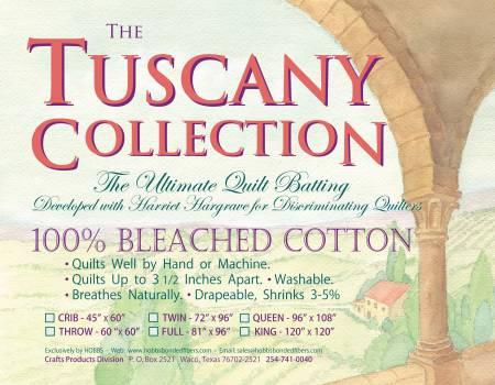 Tuscany Bleached Cotton Batting 96" x 108" Queen - Nebraska Quilt Company - NB00025