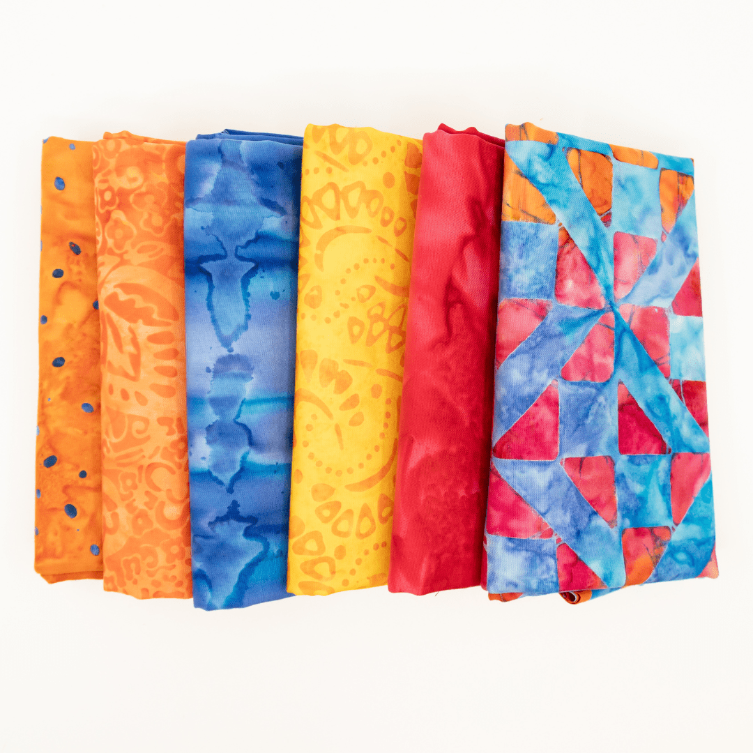 Various Batiks Half Yard Bundle Multi v.3 6 Pieces - Nebraska Quilt Company - Various Batiks Half Yard Bundle Multi v.3 6 Pieces