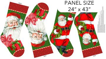 Vintage Christmas Stocking Panel 24" x 43" - Nebraska Quilt Company - PAN2402218