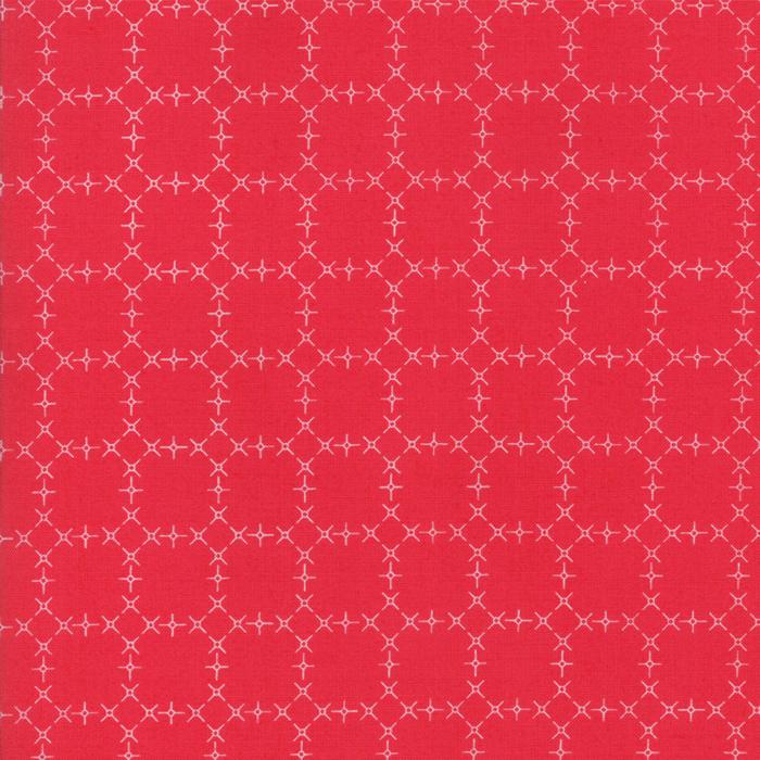 Wanderlust Red CrosshatchHexagon - 1 Yard Cut - Verified! - 3543 22 - Moda Fabrics - Nebraska Quilt Company - F2400289