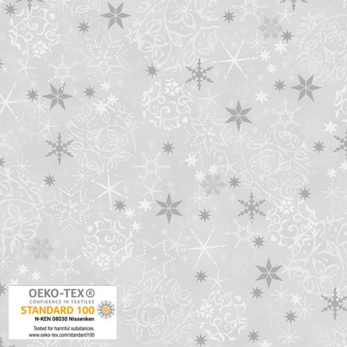 We Love Christmas Balls & Snowflakes Metallic Gray - 4592M - 900 - Blank Quilting - Nebraska Quilt Company - F2403005