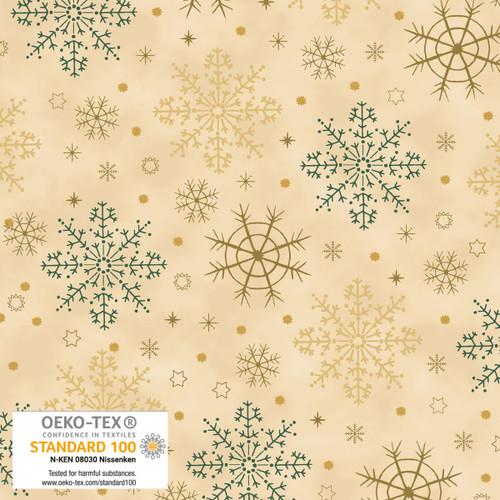 We Love Christmas Big Snowflakes Metallic Beige - 4592M - 208 - Blank Quilting - Nebraska Quilt Company - F2403008