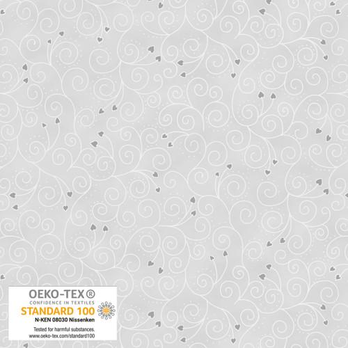 We Love Christmas Ornaments with Hearts Metallic Gray - 4592M - 905 - Blank Quilting - Nebraska Quilt Company - F2403027