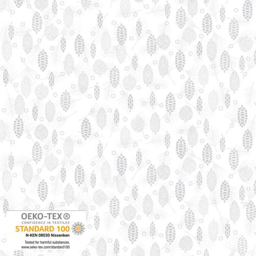 We Love Christmas Pine Cones Metallic White - 4592M - 104 - Blank Quilting - Nebraska Quilt Company - F2402999