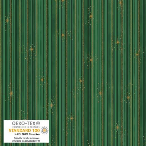 We Love Christmas Stripe Metallic Green - 4592M - 806 - Blank Quilting - Nebraska Quilt Company - F2403057