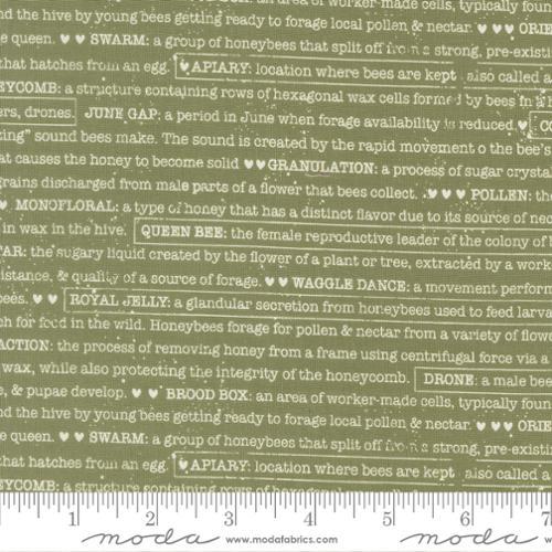 Wild Honey Buzz Words Text and Words Fern Green - 5254 15 - Moda Fabrics - Nebraska Quilt Company - F2501732