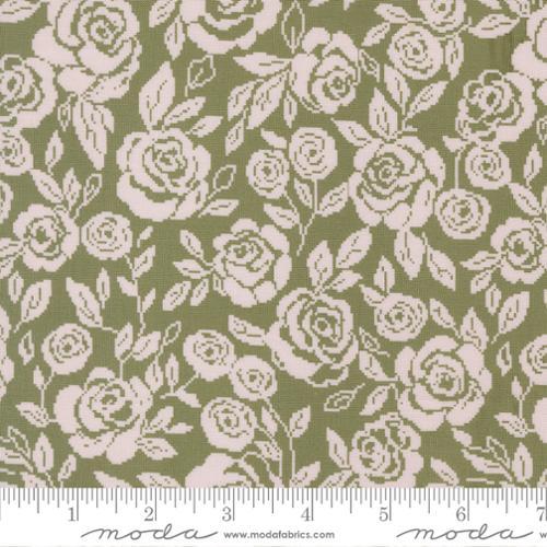 Wild Honey Monofloral Florals Rose Tapestry Fern Green - 5251 15 - Moda Fabrics - Nebraska Quilt Company - F2501716