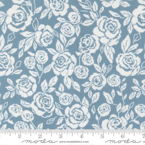 Wild Honey Monofloral Florals Rose Tapestry Sky Blue - 5251 14 - Moda Fabrics - Nebraska Quilt Company - F2501715
