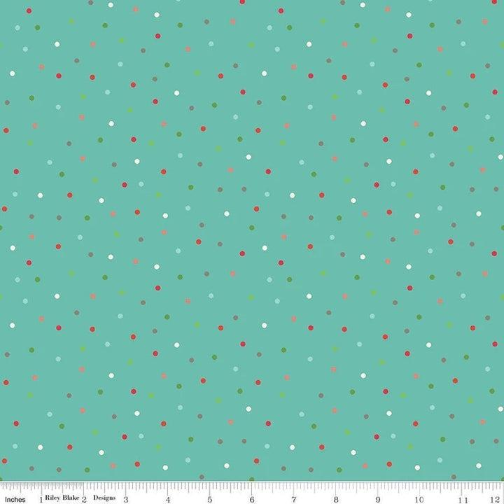 Winter Wonder Multi Dots on Aqua - 1 Yard Left - Verified! - Nebraska Quilt Company - F2400928