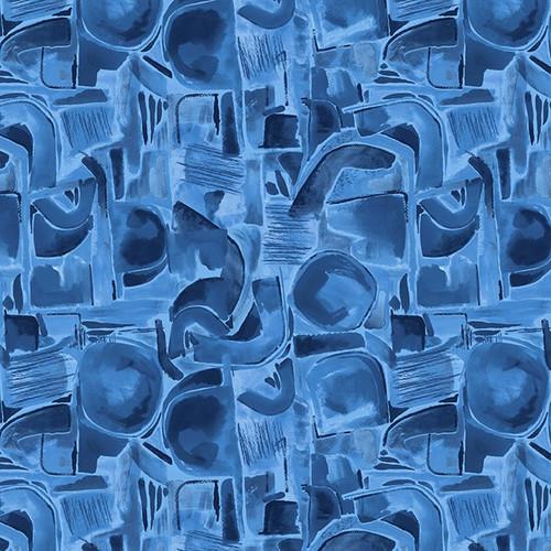 118" Wide Spectral Abstract Shapes Navy Blue - 118SPECTRAL - B - 3115 - 77 - Blank Quilting - Nebraska Quilt Company - F04364