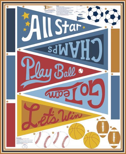 All Star Cut And Sew Panel Multi 36" x 44" - Nebraska Quilt Company - PAN04854
